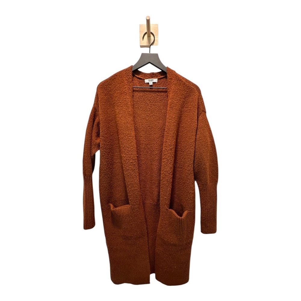 BB Dakota Steve Madden XS Cardigan Sweater Open‎ Front Pockets Brown Longline
